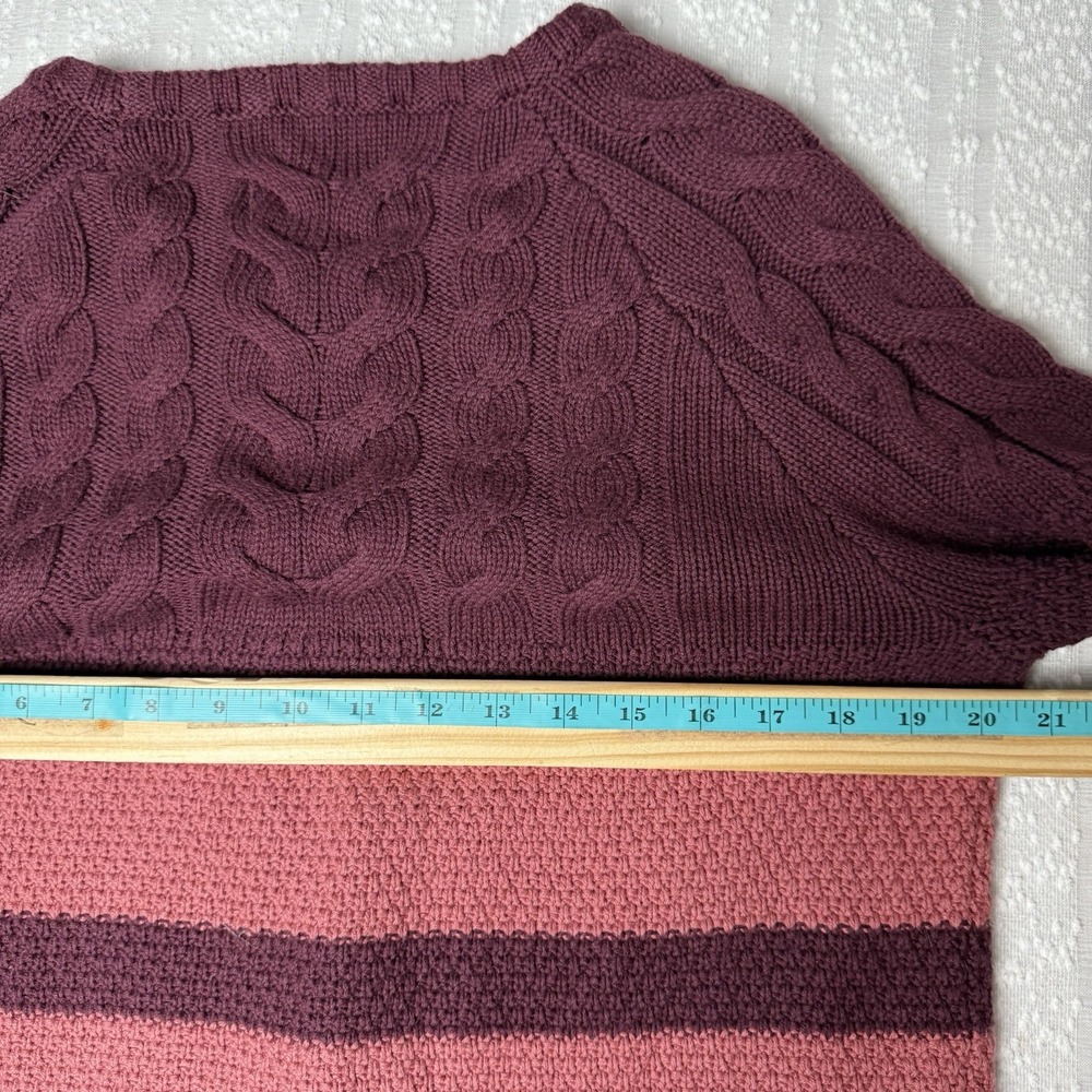 Love Hanna Merino Wool Blend Chunky Knit Striped Sweater Size M Equestrian Cozy - Picture 11 of 14